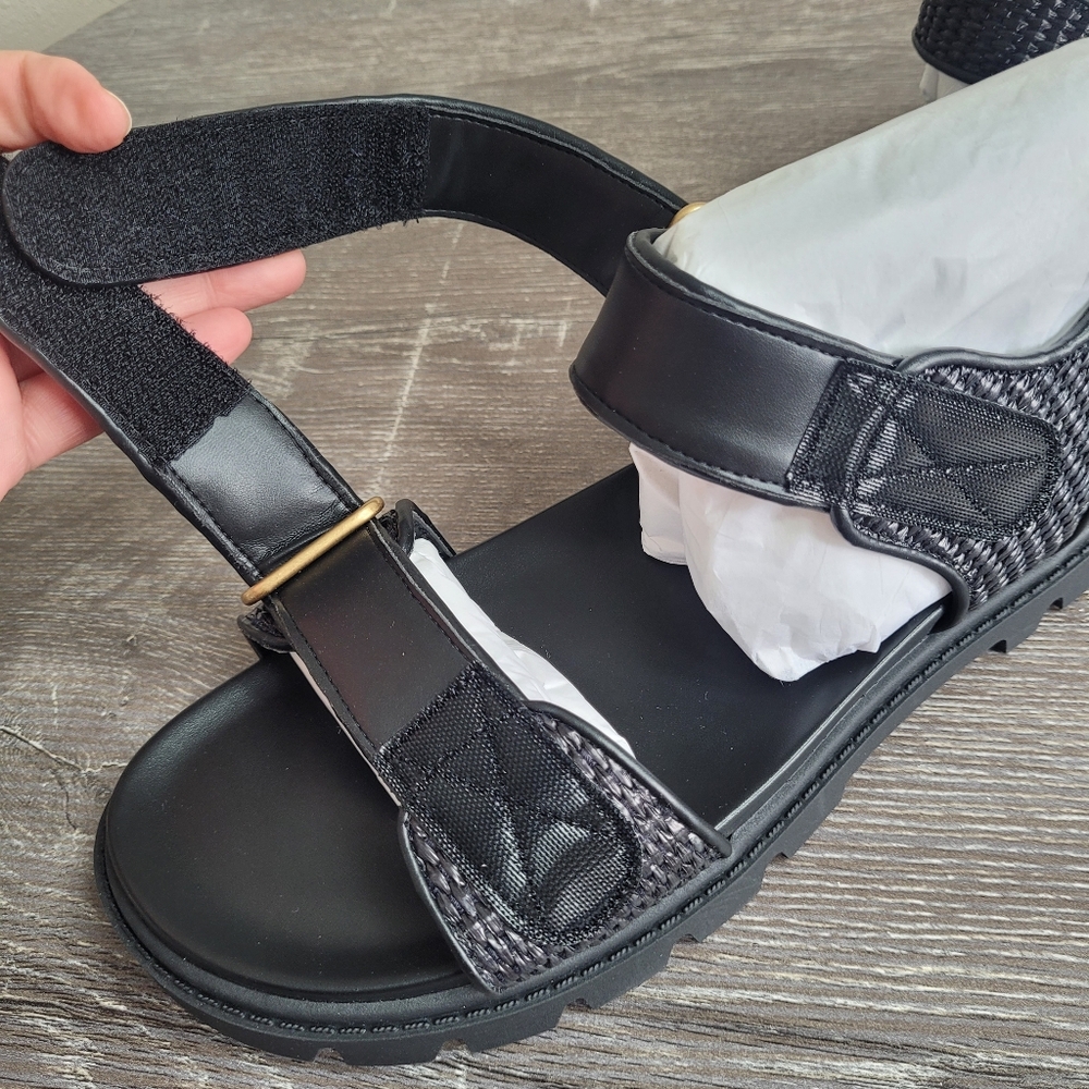 COACH Black Brynn Straw Sandal Size 10B - Picture 7 of 16